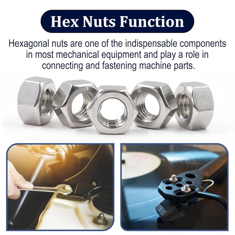 ZQZ 3/8"-16 Hex Nuts,60 Pack 304 (A2-70) Stainless Steel Hardware Nuts,Standard Inch Coarse Thread Nuts - Image 5